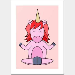 Unicorn meditating Posters and Art